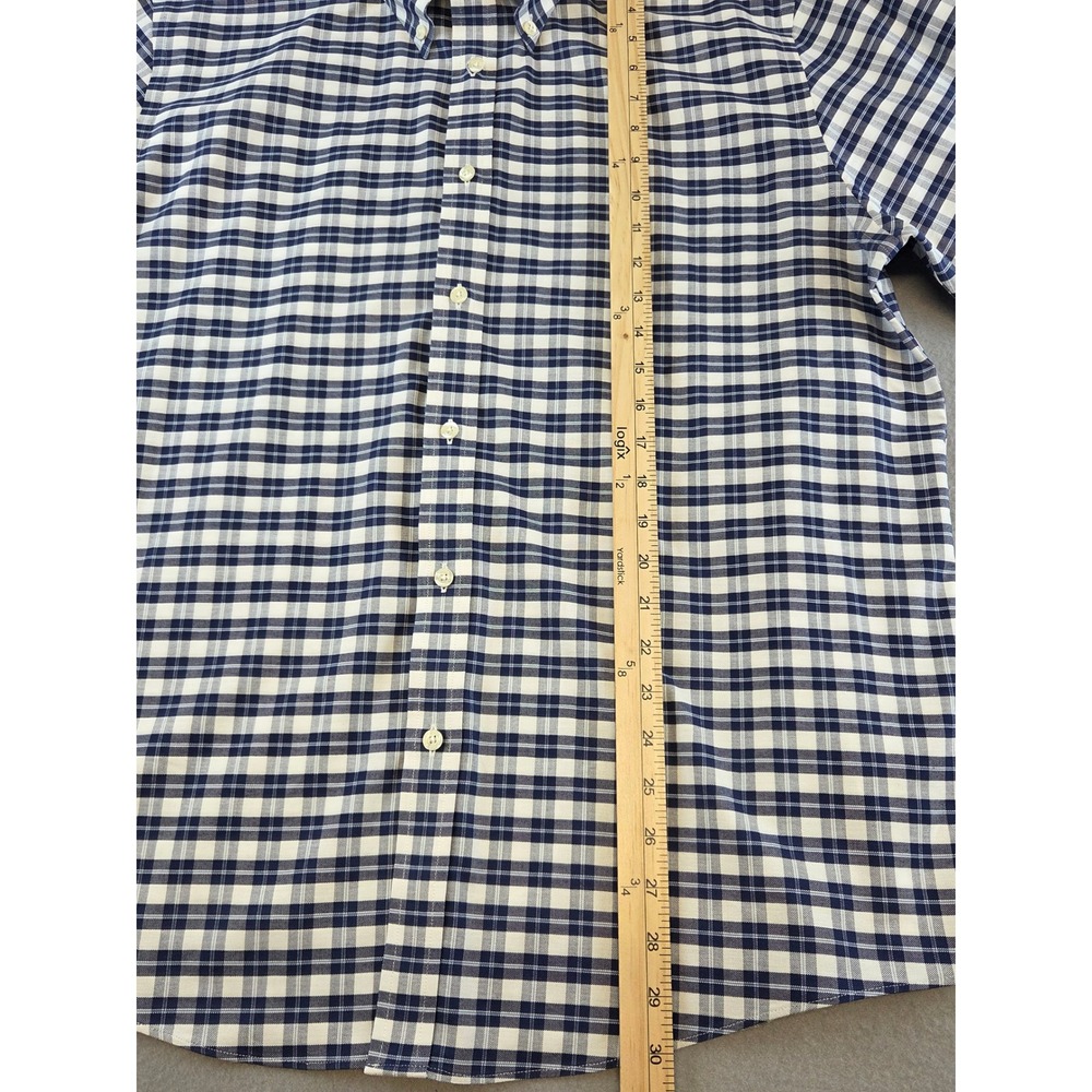 Brooks Brothers Regular Fit Non-Iron Stretch Gingham Shirt Men's L Navy White - Picture 5 of 10